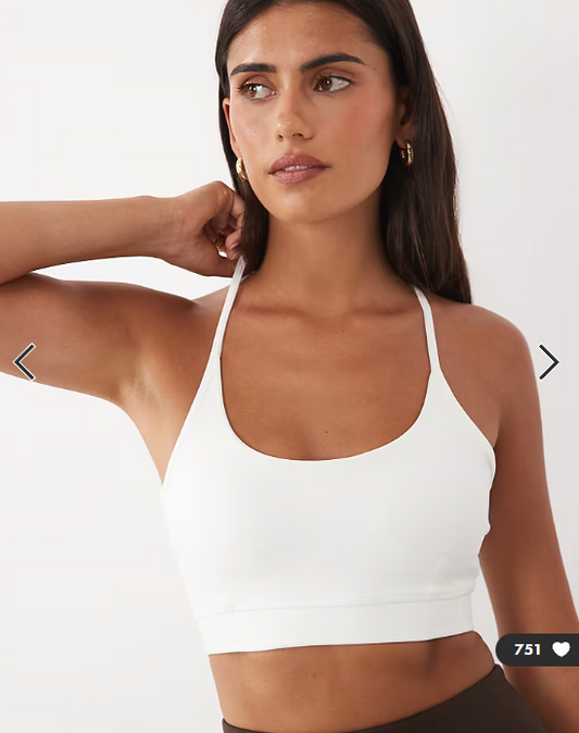 4505 Icon soft touch light support sports bra with adjustable straps in white