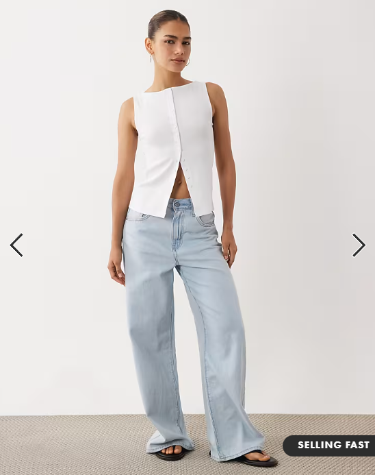 New Look boat neck button through tank top in white