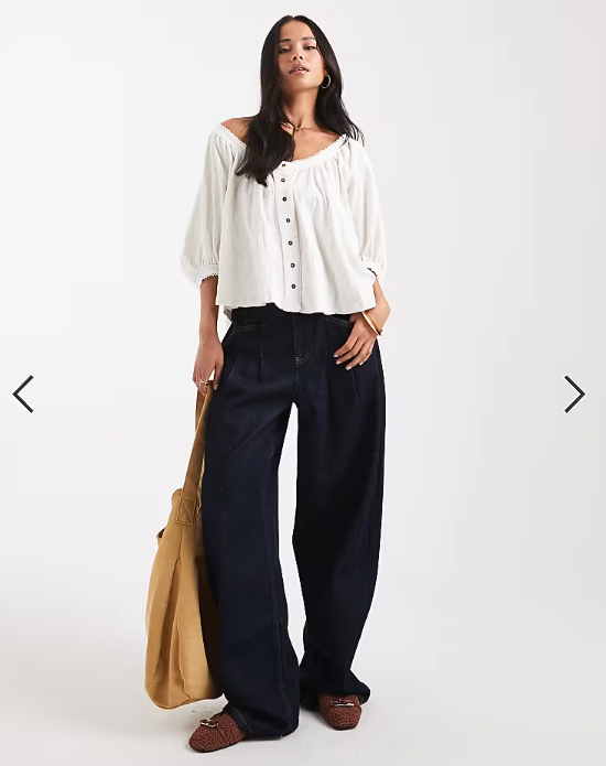 Asos - button through blouson sleeve broderie top