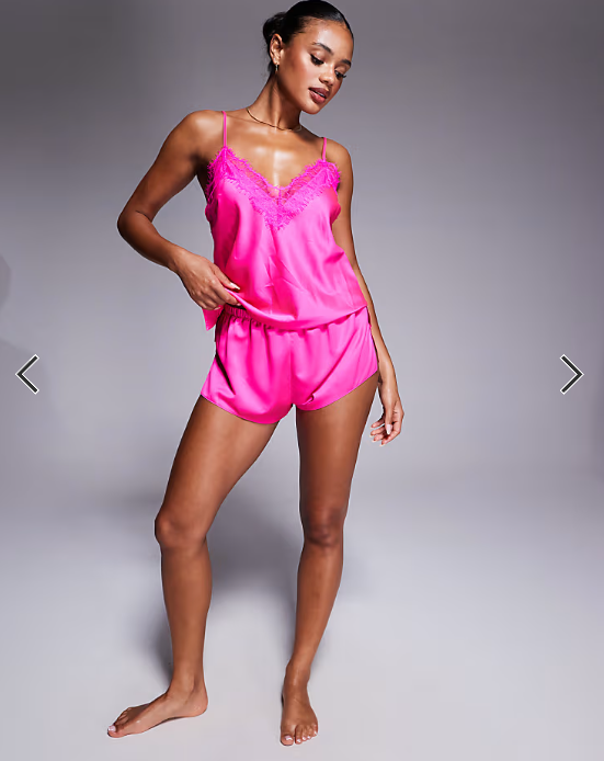 Ann Summers satin cerise cami set in bright pink