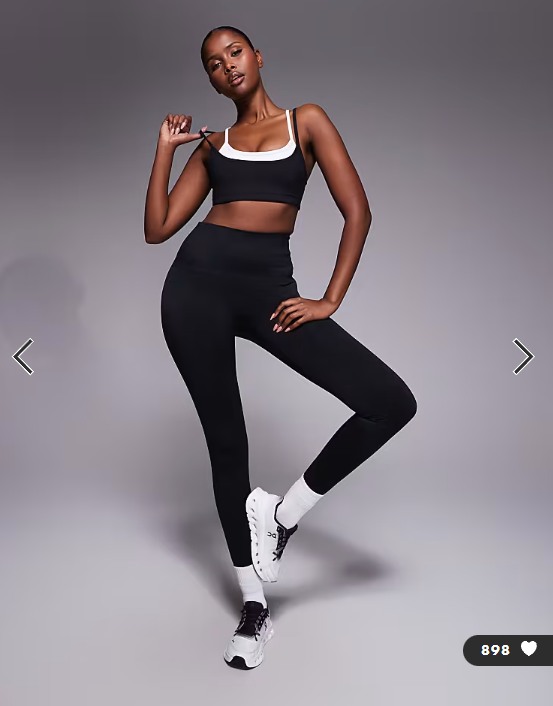 4505 soft touch double layer strappy sports bra with removable padding in black and white