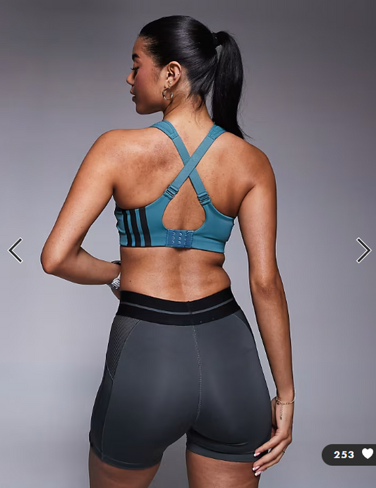 adidas Training Hyperglam rib booty shorts in grey and black