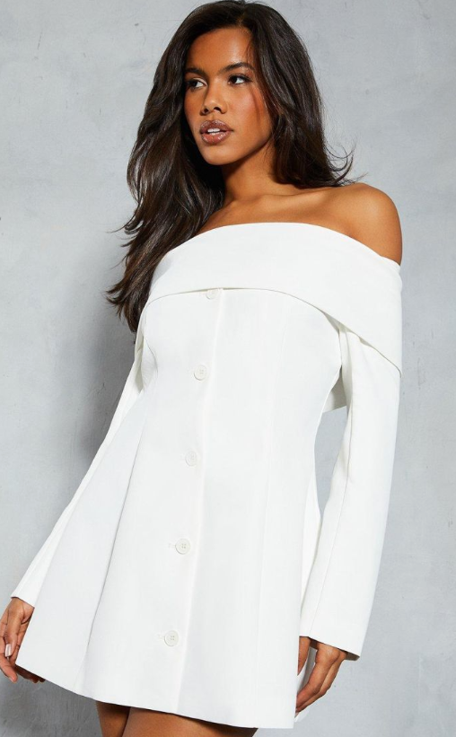 Tailored Bardot Blazer Mini Dress