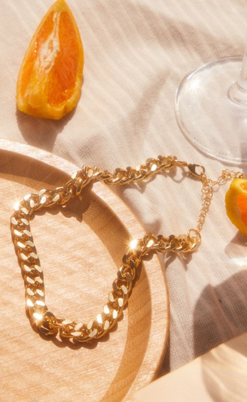 Recycled Real Gold Plated Curb Chain Necklace
