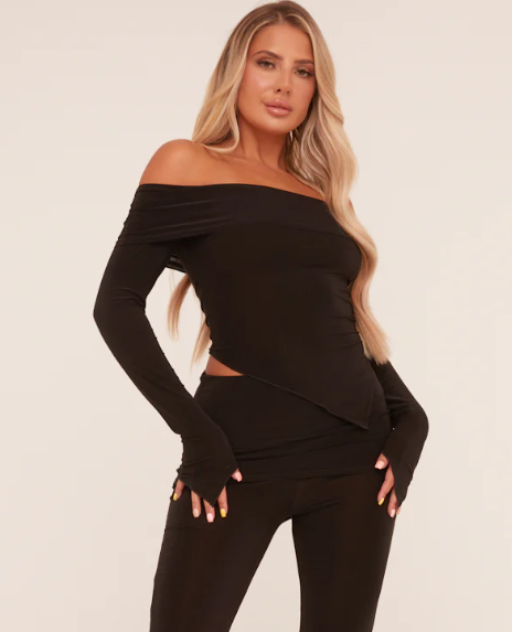 Black Bardot Long Sleeve Top