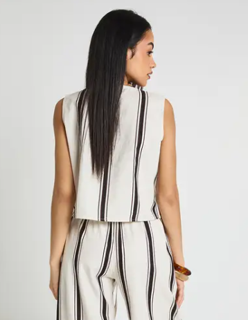 boohoo Striped Linen Look Boxy Top