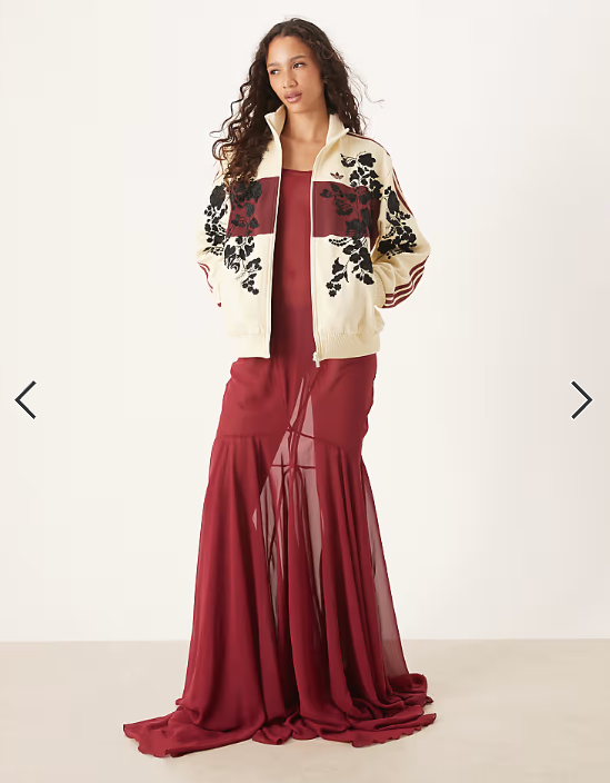 ASOS DESIGN chiffon cut about seam detail maxi slip dress in burgundy