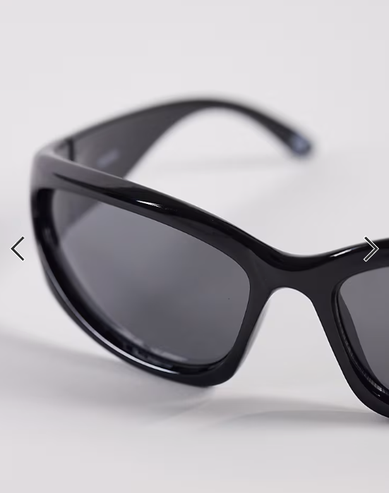 ASOS DESIGN wrap sunglasses in black with smoke lens