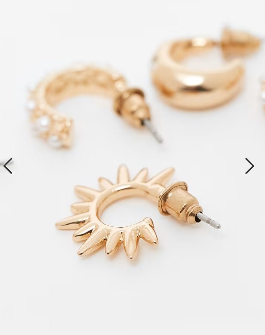 Accessorize pack of 3 celestial pearl huugies earrings in gold