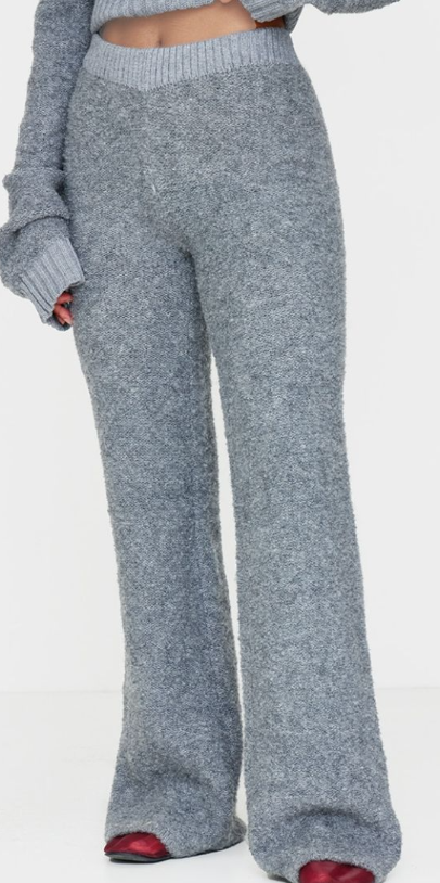 Plt - Charcoal Contrast Textured Knit Trousers
