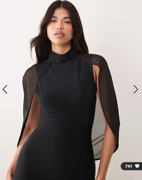 ASOS DESIGN soft touch cape sleeve detail puddle maxi dress in black