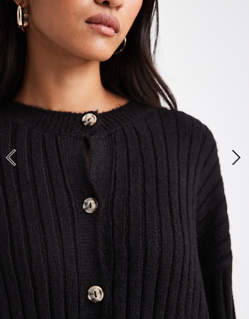 ASOS DESIGN knitted cardigan with turn up cuff in black
