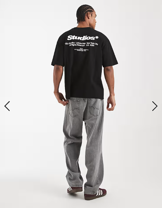 ASOS DESIGN oversized t-shirt with text back print in black .