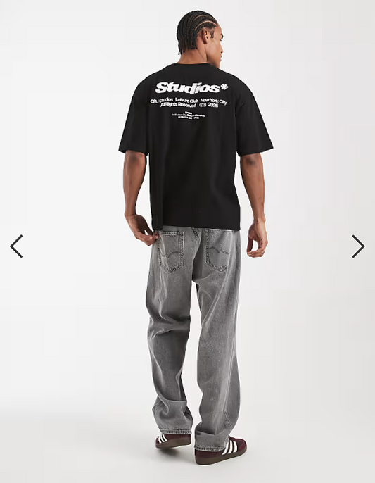 ASOS DESIGN oversized t-shirt with text back print in black .