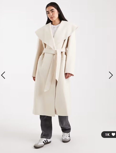 Miss Selfridge formal wrap coat in cream