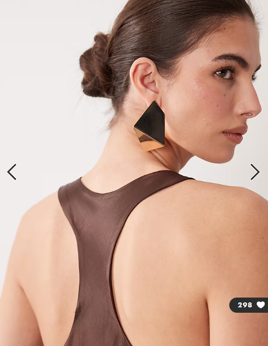 ASOS DESIGN satin racer neck maxi dress with split in chocolate brown