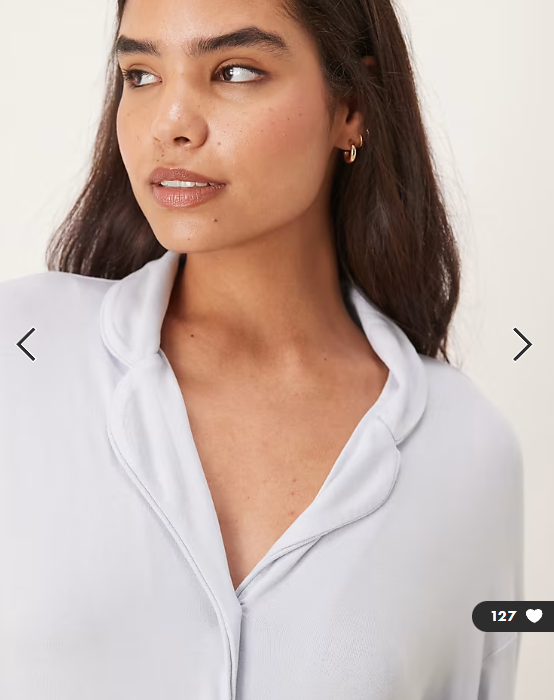 Gina Tricot mix and match soft long sleeve pyjamas shirt in light blue
