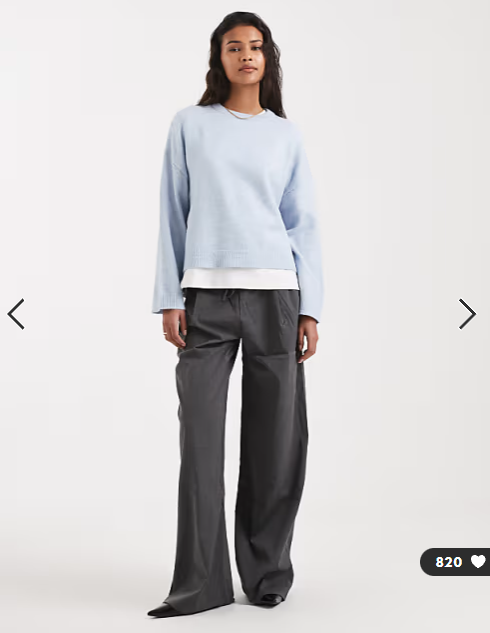 ONLY round neck boxy jumper in light blue