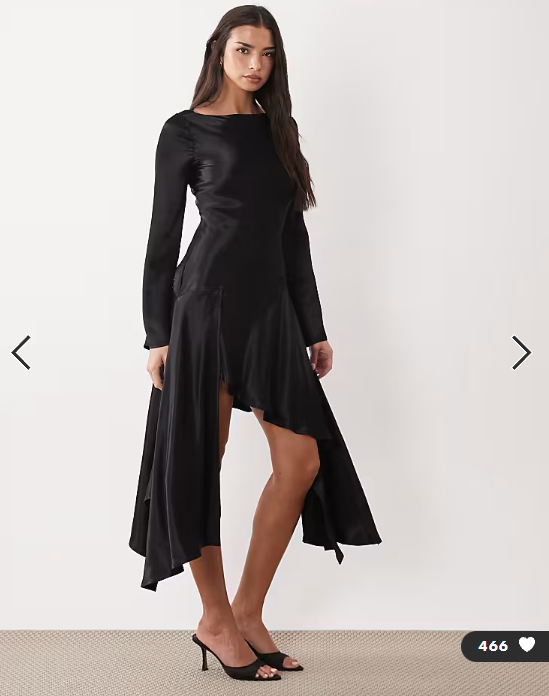 ASOS DESIGN slash neck waterfall mini dress in black