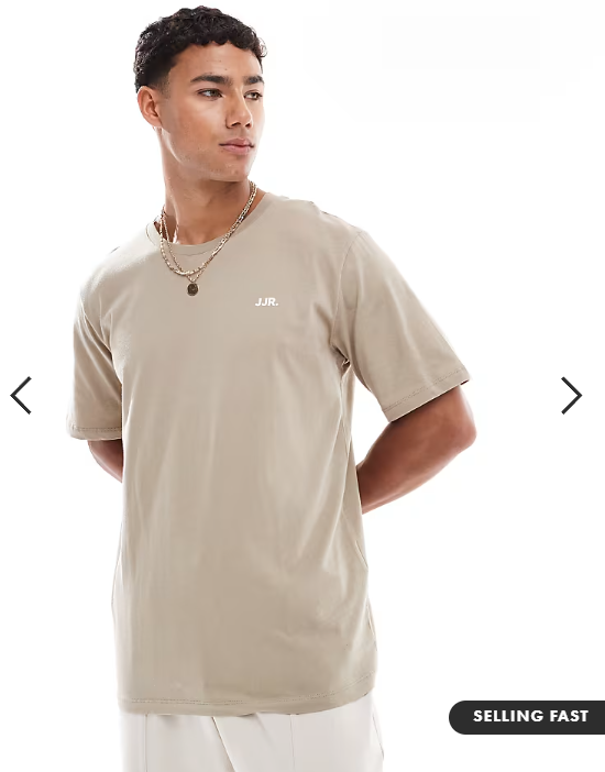 JJ Rebel T-shirt with chest logo in beige.
