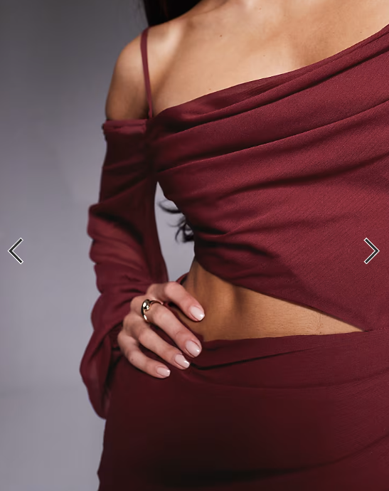 ASOS DESIGN cutout blouson sleeve drape maxi dress in mulberry