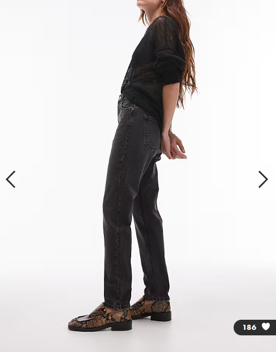 Topshop Hourglass original mom high rise jeans in washed black