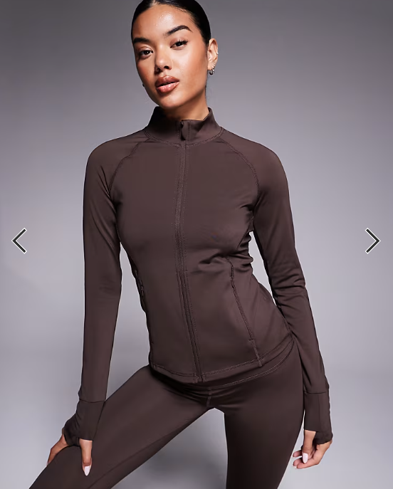 4505 Icon sculpting zip up long sleeve jacket in french roast