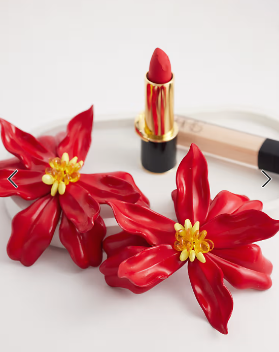 Kaiia exclusive oversized 3D flower earrings in red
