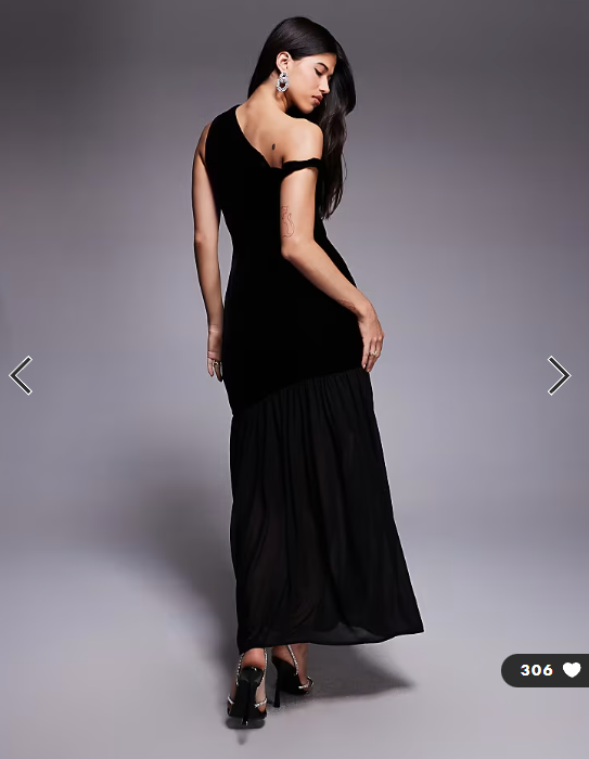 Gina Tricot velvet twisted off shoulder maxi dress with mesh skirt in black
