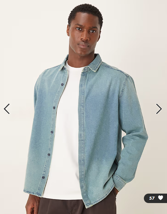 ASOS DESIGN long sleeved shirt in light wash denim