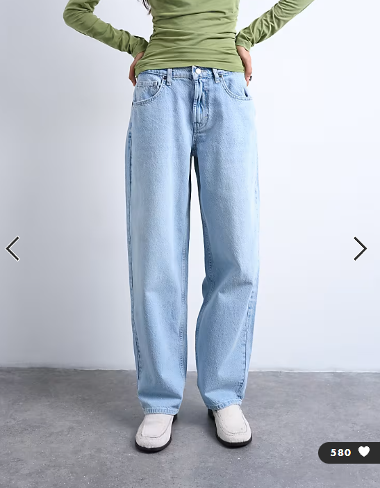 Topshop Lowrie low rise baggy jean in bleach