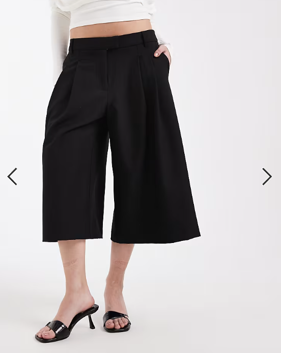 ASOS DESIGN tailored wide bermuda culottes in black