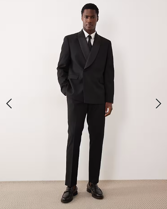 ASOS DESIGN slim suit jacket with tonal micro checkerboard weave in black