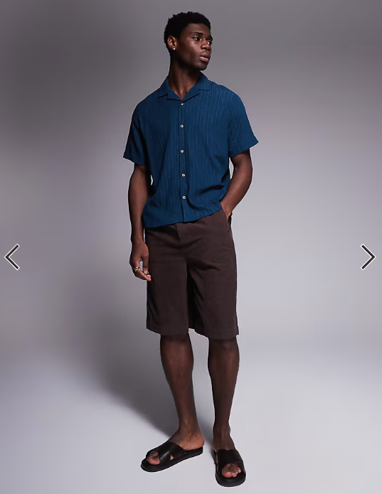 ASOS DESIGN textured revere shirt in teal