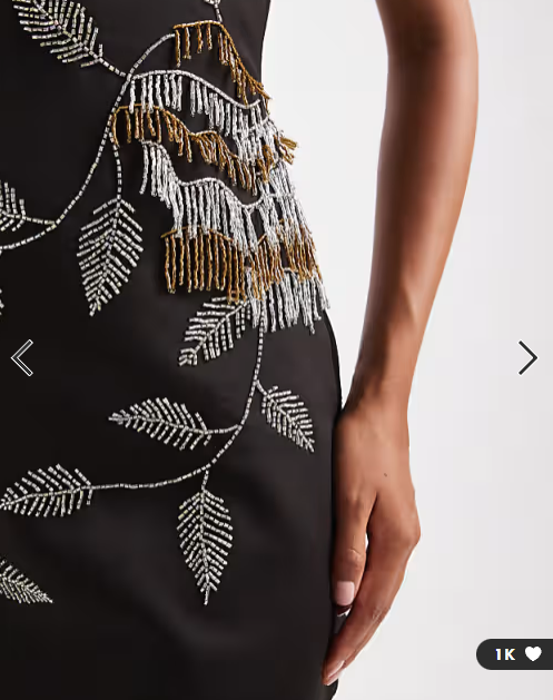 ASOS DESIGN embellished beaded mini dress in black and gold
