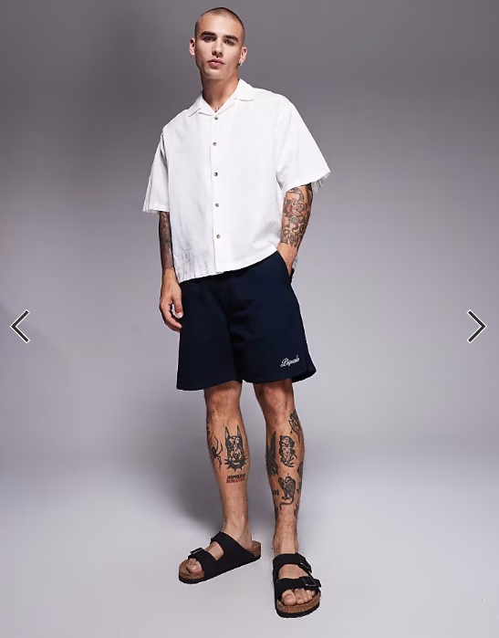 River Island seersucker shorts in navy