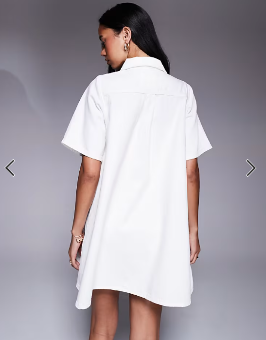 River Island collared denim shirt dress in white