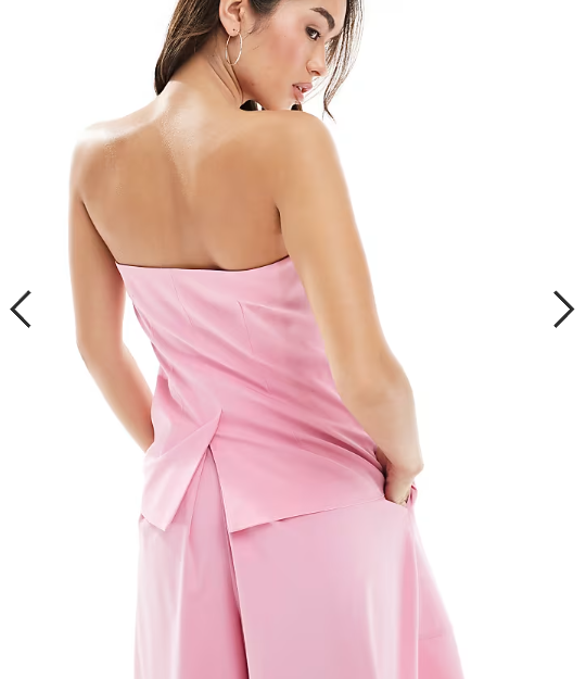 ASOS DESIGN tailored bandeau top in pink co ord