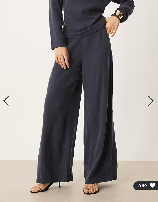 ASOS DESIGN soft clean front wide leg trousers co-ord in washed ink