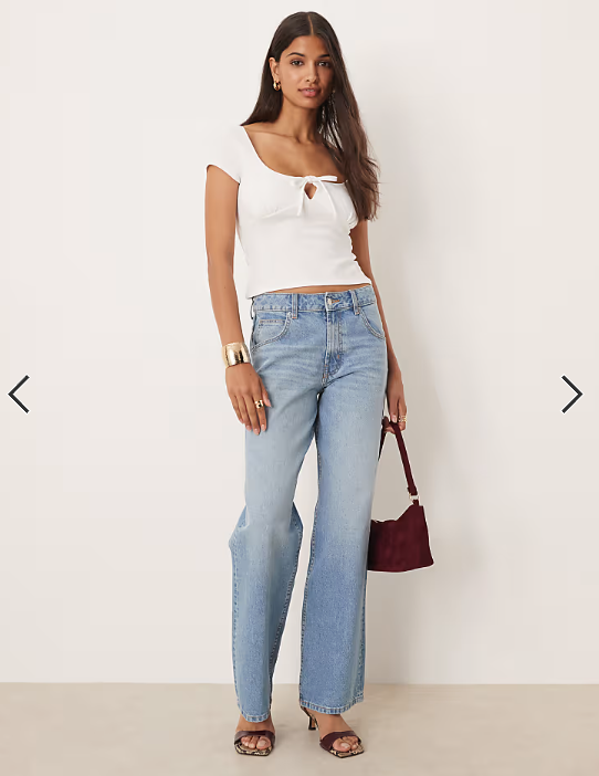ASOS DESIGN milkmaid cap sleeve ruched bust top with tie detail in cream