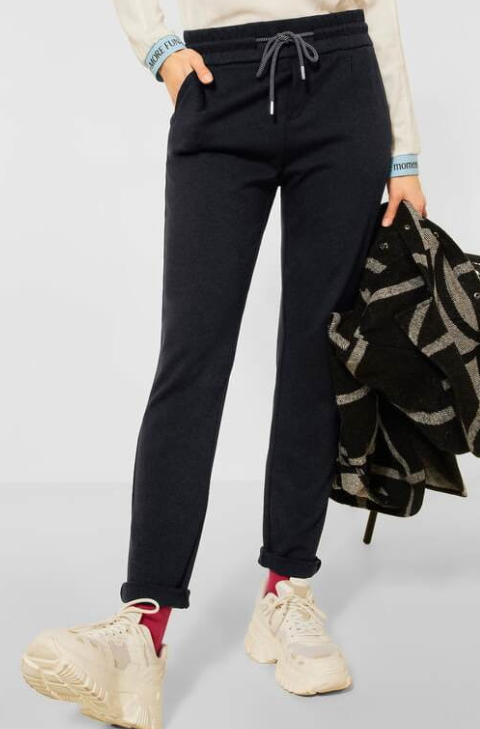 More Fun - High Waist Swirl Detail Wide Leg Joggers In Charcoal Grey Knit