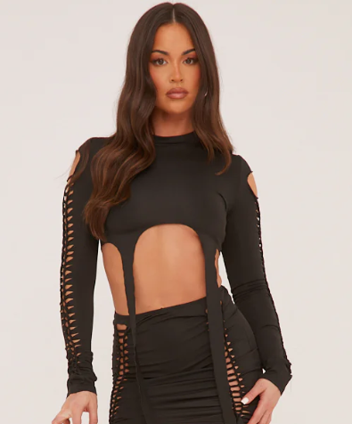 Black Knot Detail Crop Top