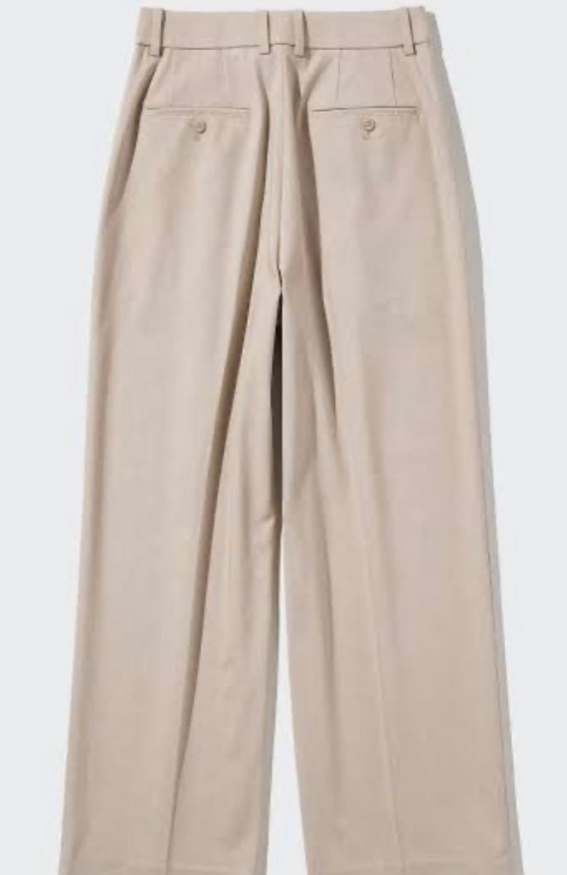 Uniqlo - Pleated Wide Pants - Beige