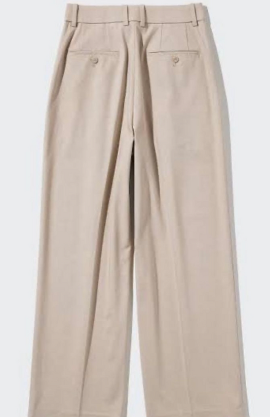 Uniqlo - Pleated Wide Pants - Beige