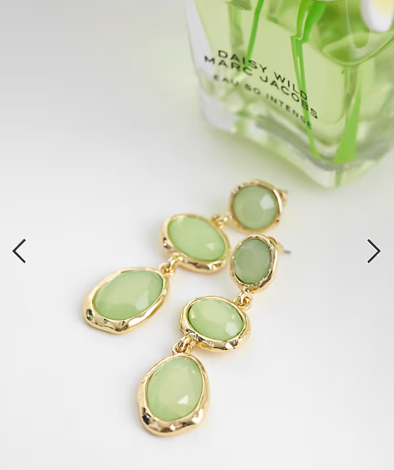 Accessorize triple gem drop earrings in light green