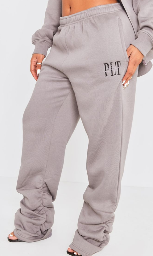 Shape Charcoal Embroidered Ruched Leg Joggers