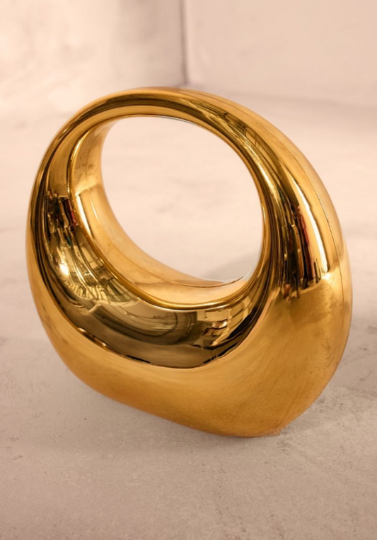 Gold Hard Smooth Curve Hand Bag