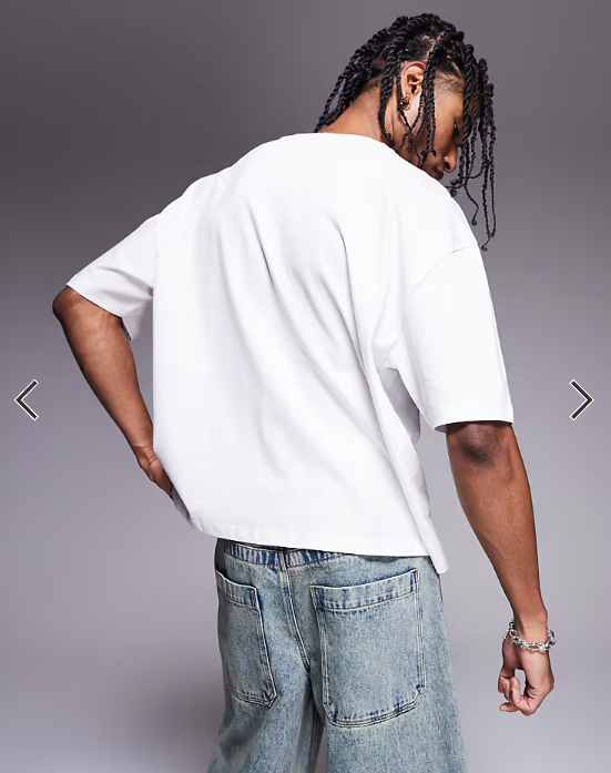 ASOS DESIGN boxy oversized T-shirt with city graphic in white.