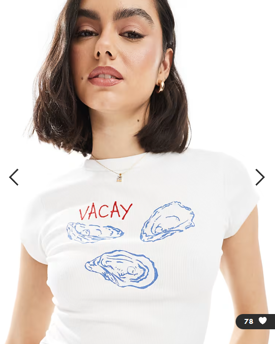 ASOS DESIGN ribbed baby tee with oyster graphic in white