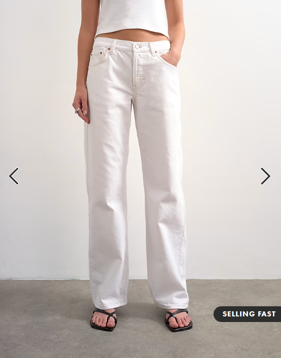 Topshop Ember low rise relaxed straight jean in white